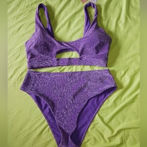 Berlook Purple Glitter 2pc Swim Set